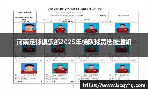 河南足球俱乐部2025年梯队球员选拔通知