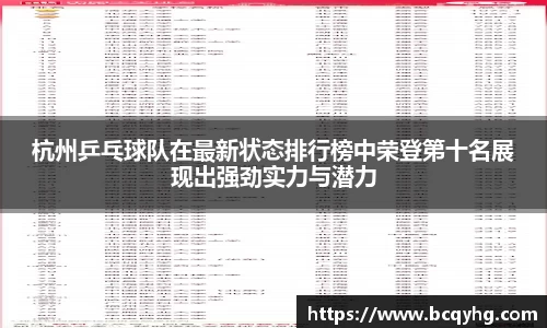 杭州乒乓球队在最新状态排行榜中荣登第十名展现出强劲实力与潜力